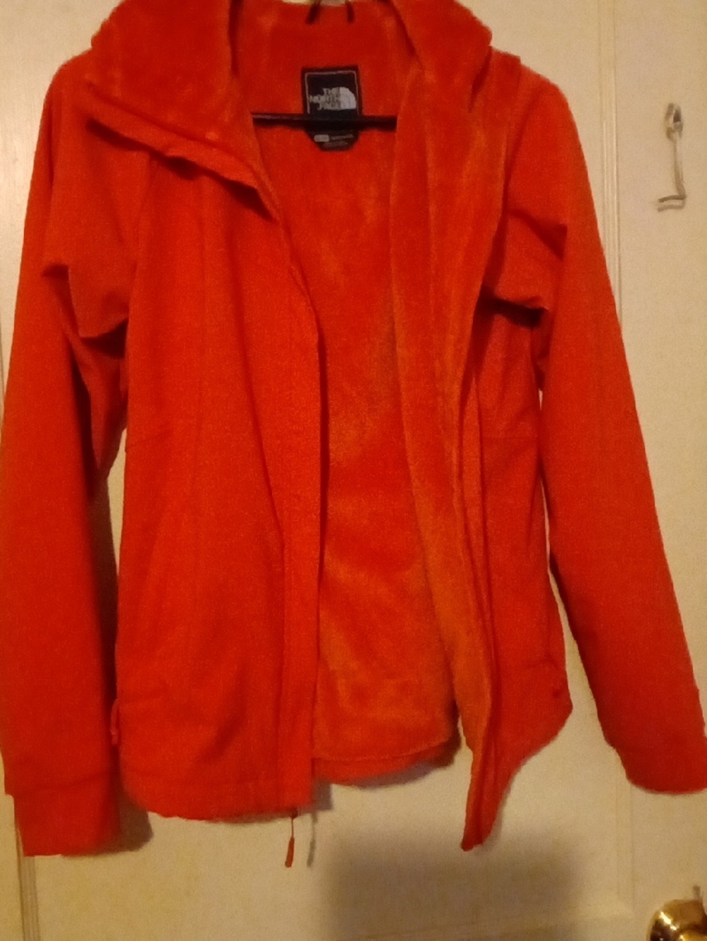 The North Face Women's Bright Orange Hooded Puffer Jacket